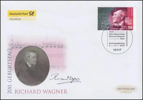 3008 Komponist Richard Wagner, Schmuck-FDC Deutschland exklusiv