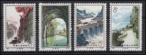 China 1122-1125 Bewässerungskanal Rote Fahne 1972, 4 Werte, Satz ** / MNH