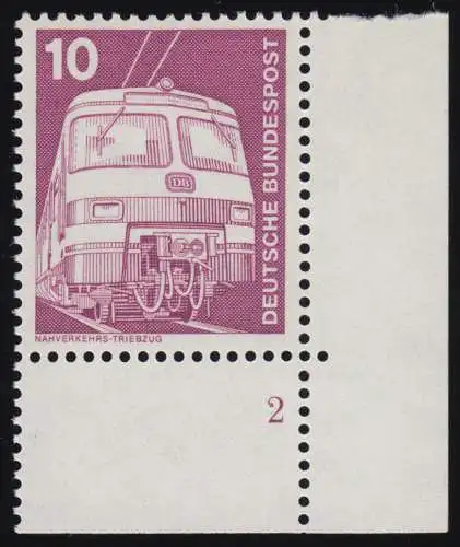 847 Industrie 10 Pf Triebzug NEUE Fluo ** Ecke FN2