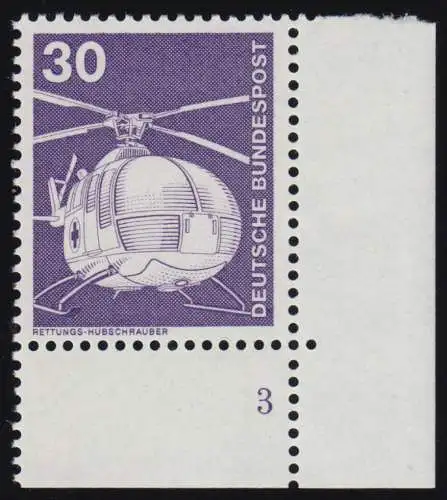 849 Industrie 30 Pf Hélico ALTE Fluo ** Coin FN3