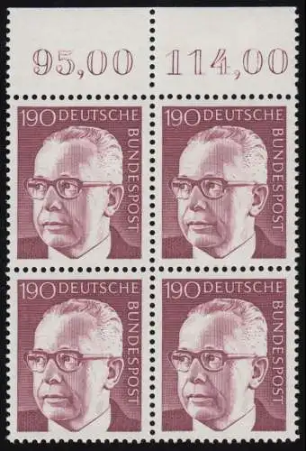 732 Heinemann 190 Pf OR-Quaterbl. ** Postfraîchissement