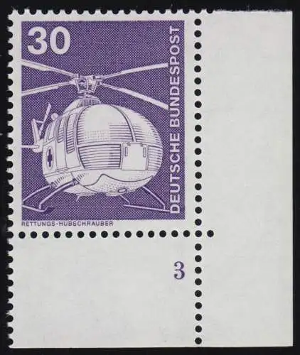 849 Industrie 30 Pf Hubschrauber NEUE Fluo ** Ecke FN3
