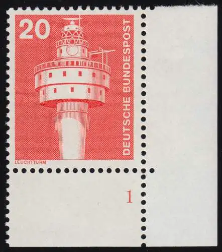 848 Industrie 20 Pf phare ALTE Fluo ** coin FN1