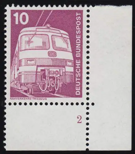 847 Industrie 10 Pf Train de traction ALTE Fluo ** Coin FN2