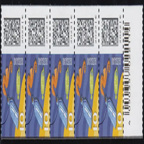 3723K Flaschenpost 10 Cent Matrix KOPFSTEHEND, 5er-Streifen mit Codierfeld **