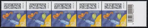 3723K Flaschenpost 10 Cent Matrix KOPFSTEHEND, 5er-Streifen mit Codierfeld **