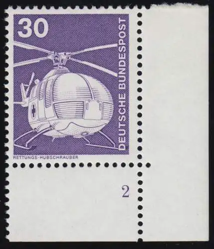 849 Industrie 30 Pf Hélico ALTE Fluo ** Coin FN2