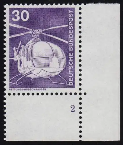 849 Industrie 30 Pf Hubschrauber NEUE Fluo ** Ecke FN2