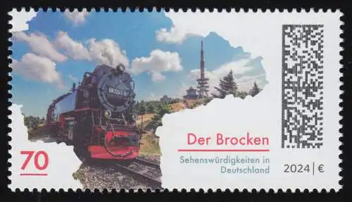 3817 Sehenswürdigkeiten: Der Brocken, Brockenbahn, Eisenbahn, postfrisch **/MNH