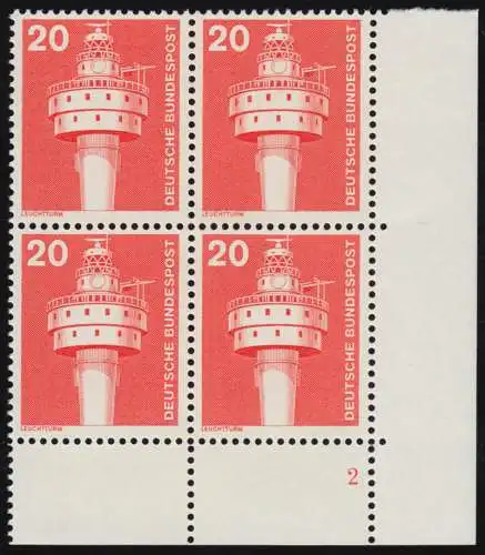 848 Industrie 20 Pf Leuchtturm ALTE Fluo ** Vbl FN2