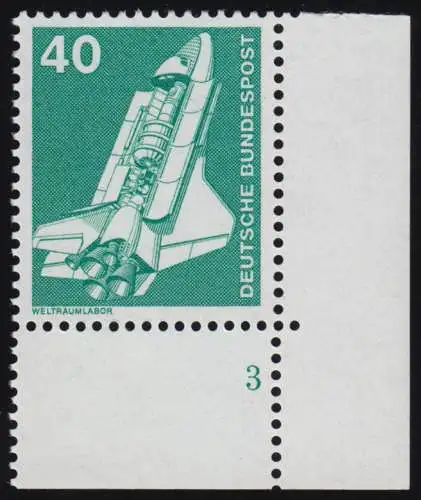 850 Industrie 40 Pf Weltraumlabor ALTE Fluo ** Ecke FN3
