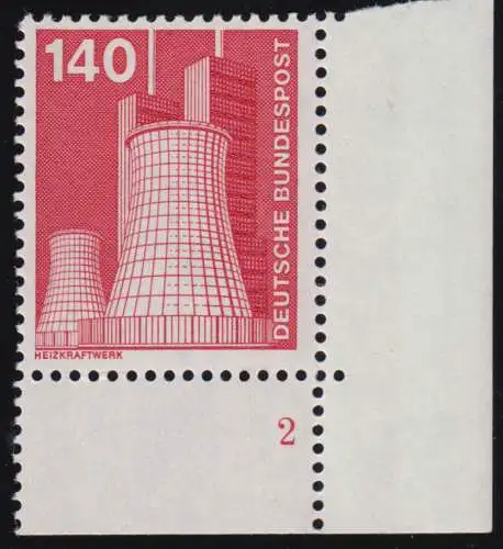 856 Industrie 140 Pf Centrale thermique ALTE Fluo ** Coin FN2