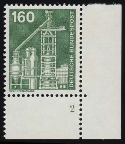 857 Industrie 160 Pf Großhochofen ** Ecke FN2