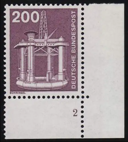 858 Industrie 200 Pf Bohrinsel NEUE Fluo ** Ecke FN2