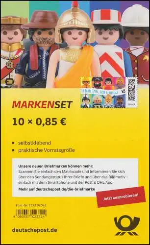 FB 135 Spielfiguren Playmobil, Folienblatt 10x3821, postfrisch **/MNH