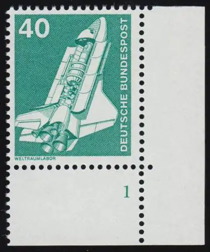 850 Industrie 40 Pf Weltraumlabor ALTE Fluo ** Ecke FN1