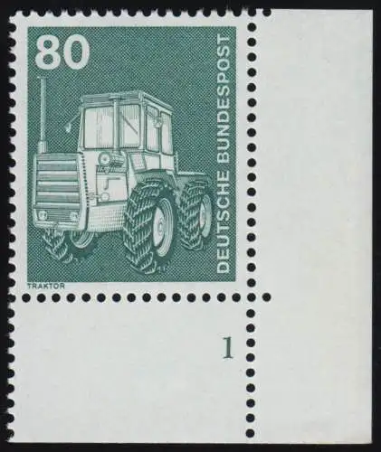 853 Industrie 80 Pf Traktor ALTE Fluo ** Ecke FN1