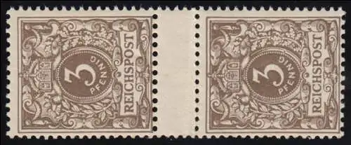 45b ZS Krone/Adler 3 Pfennig, Paar mit Zwischensteg, ** postfrisch, geprüft BPP