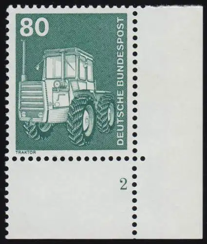 853 Industrie 80 Pf Traktor ALTE Fluo ** Ecke FN2