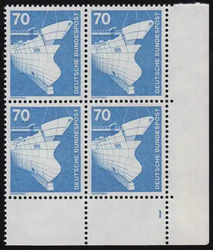 852 Industrie 70 Pf Construction navale Neue Fluo ** Vbl FN1