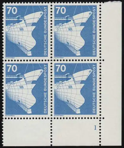 852 Industrie 70 Pf Schiffbau ALTE Fluo ** Vbl FN1