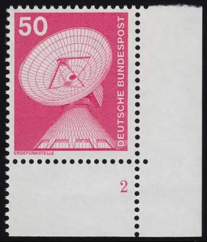 851 Industrie 50 Pf Radio Terre Nouveau fluo ** coin FN2