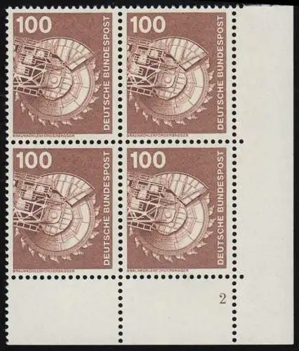 854 Industrie 100 Pf Braunkohle ALTE Fluo ** Vbl FN2