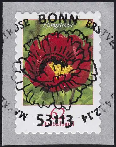 3121II Fleur 62 centimes sk de 500 rouleaux avec numéro GERADER, EV-O Bonn