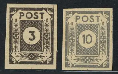 51-52x Freimarken 3 und 10 Pf. Ziffernserie 1945, **