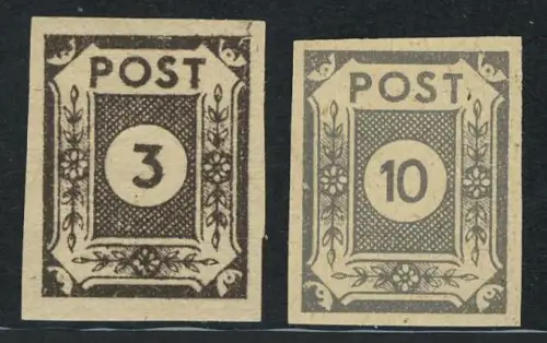 51-52x Freimarken 3 und 10 Pf. Ziffernserie 1945, **