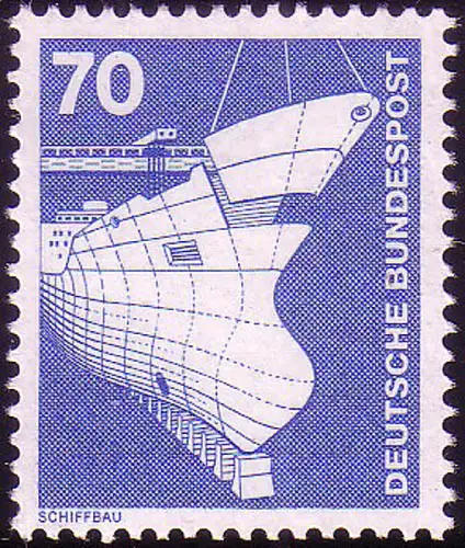 852 Industrie und Technik 70 Pf Schiffbau, NEUE Fluo, postfrisch **