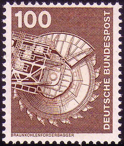 854 Industrie 100 Pf Braunkohlenförderbagger, NEUE Fluo, postfrisch **