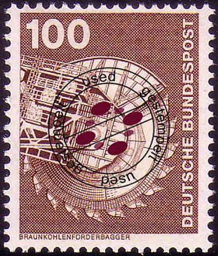 854 Industrie 100 Pf Braunkohlenförderbagger, NEUE Fluo, gestempelt O
