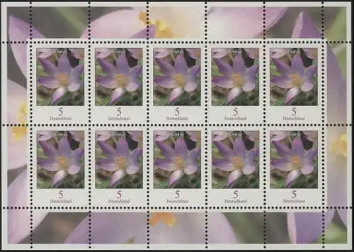 2480 Blumen 5 Cent Krokus - Zehnerbogen ** postfrisch