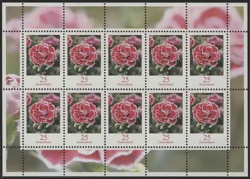 2694 Blumen 25 Cent Gartennelke - Zehnerbogen ** postfrisch