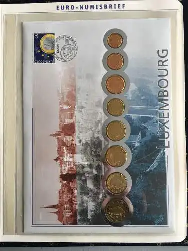 Euro-Numisbriefe - Kursmünzsätze der 12 Länder - Vordruck-Sammlung der Post