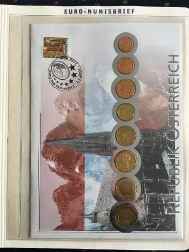 Euro-Numisbriefe - Kursmünzsätze der 12 Länder - Vordruck-Sammlung der Post