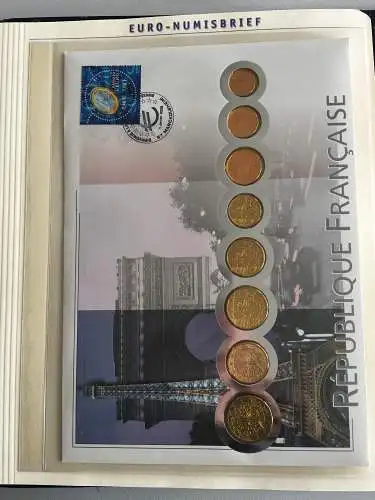 Euro-Numisbriefe - Kursmünzsätze der 12 Länder - Vordruck-Sammlung der Post