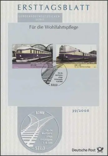ETB 39+39a/2006 Wohlfahrt, Eisenbahnen - 4 Werte auf 2 ETB komplett