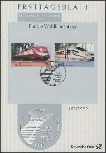 ETB 39+39a/2006 Bien-être, chemins de fer - 4 valeurs sur 2 ETb complète