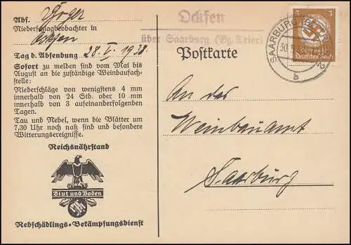 Landpost Ockfen sur Saarburg sur le service Carte météo, 30.5.38