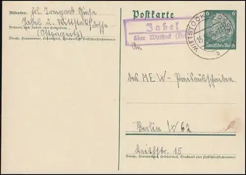 Landpost Jabel über Wittstock (Dosse), 15.5.1936