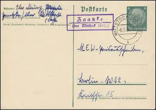 Landpost Zaatzke über Wittstock (Dosse), 8.5.1936