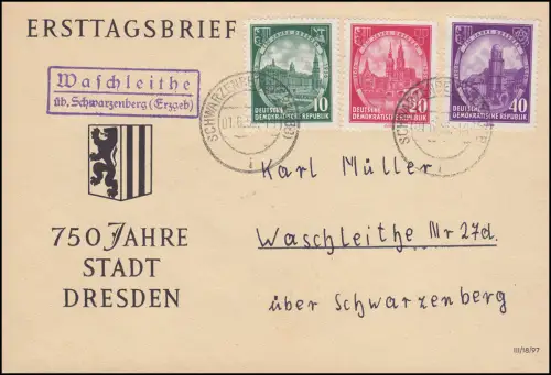 Landpost Waschleithe üb. Schwarzenberg (Erzgebirge) 1.6.1956