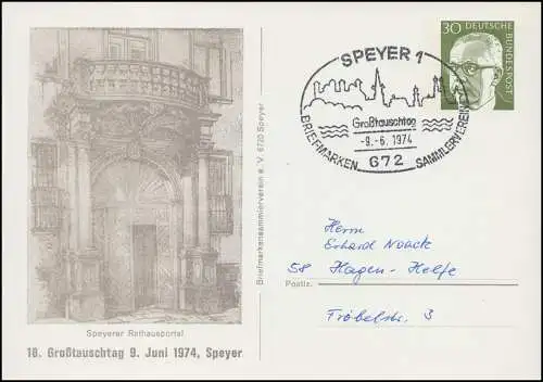 PP 46/17 Grand jour de l'échange Speyer, Portail de la mairie, SST SPEYER 9.6.74