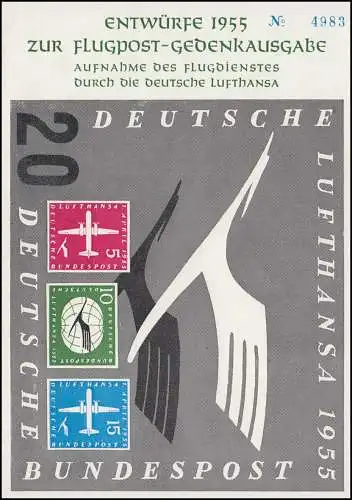 Pression spéciale Lufthansa 1955, enregistrement du service, conception, numéroté