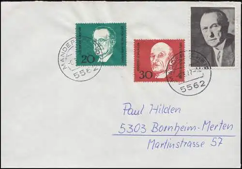 Konrad Adenauer - Vignette sur lettre du 6.1.77 MANDERSCHEID