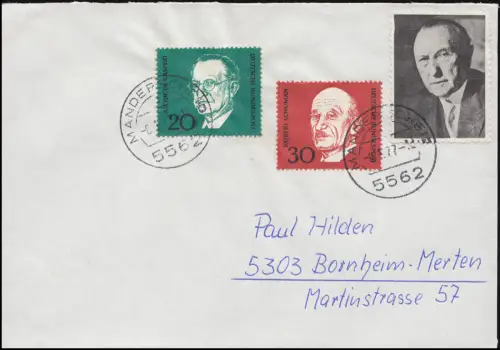 Konrad Adenauer - Vignette sur lettre du 6.1.77 MANDERSCHEID