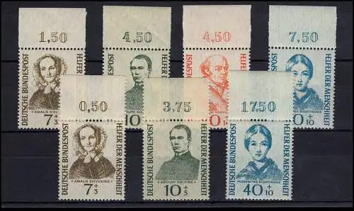 222-225 Wohlfahrt 1955 Satz mit Oberrand NICHT durchgezähnt und durchgezähnt **