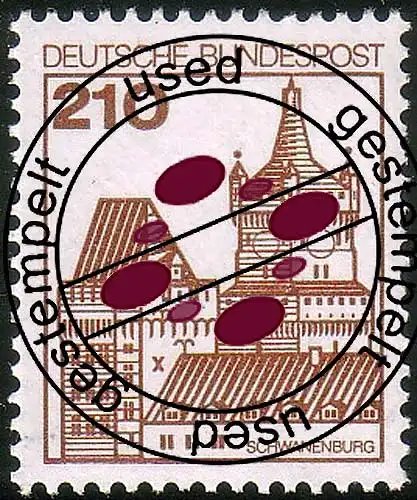 998 Châteaux et château 210 Pf Schwanenburg, ÂGE Fluorescent, cacheté O